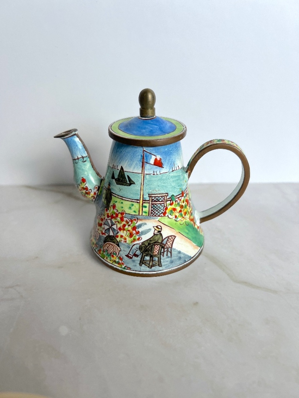 Kelvin Chen Monet Miniature Enamel Teapot Garden at Sainte-Adresse No. 336